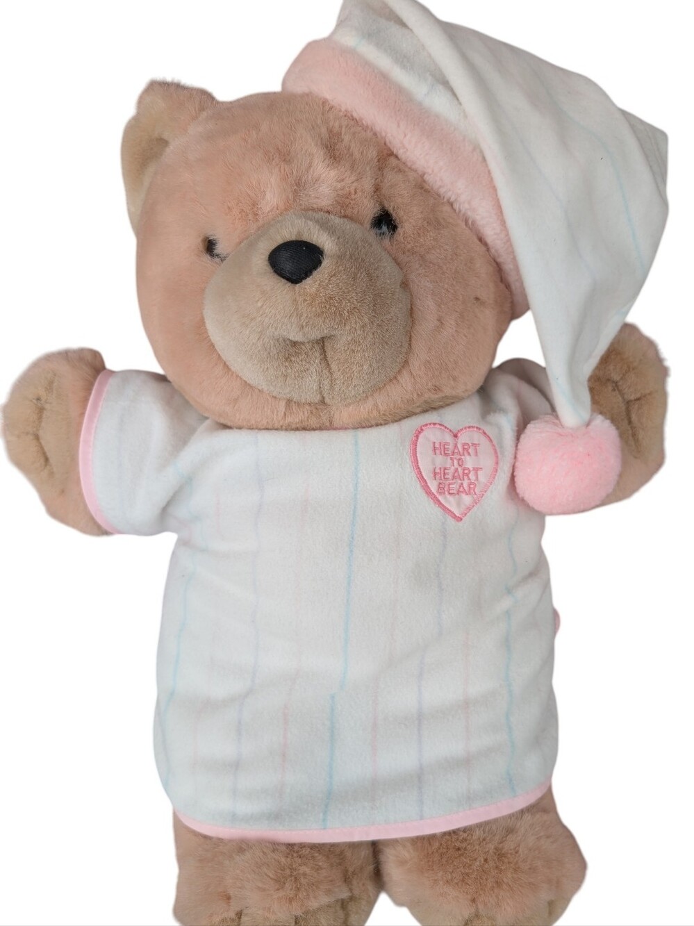 Heart to Heart 1986 Heartbeat Vintage Teddy Bear in Nightgown - READ DESCRIPTION